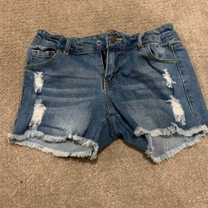 Khanomak Kids Girls Denim Distress Ripped Shorts